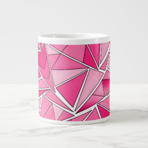 Grande Tasse Motif moderne de formes géométriques rose et cramo