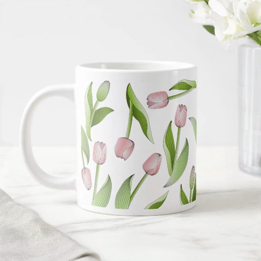 Grande Tasse Motif moderne de Tulipe rose