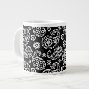 Grande Tasse Motif Paisley, noir et blanc