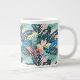 Grande Tasse Motif Pastel Tropical Leaf