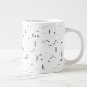 Grande Tasse Motif paysager des lignes de bois géométriques