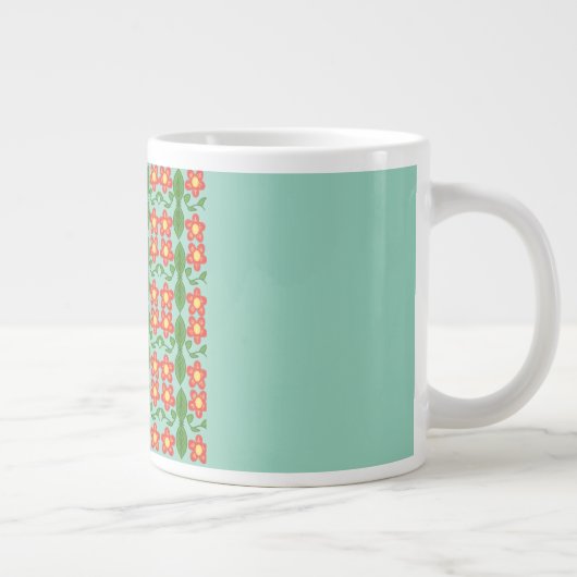 Grande Tasse Motif personnalisé de fleurs et de feuilles d'art (Droite)