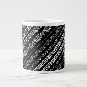 Grande Tasse Motif rayures damassé noir blanc
