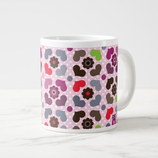 Grande Tasse motif rose de fleurs et de hiboux (Devant droit)