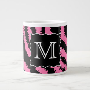 Grande Tasse Motif rose et noir de monogramme fait sur commande