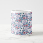 Grande Tasse Motif Rose rose et bleu (Devant)