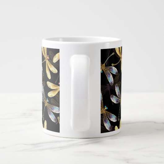 Grande Tasse Motif sans couture avec libellules d'or (Dos)