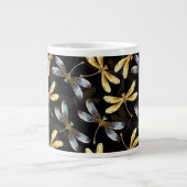 Grande Tasse Motif sans couture avec libellules d'or (Devant)