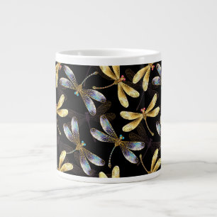 Grande Tasse Motif sans couture avec libellules d'or