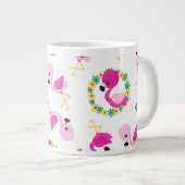 Grande Tasse Motif tropical, Flamants roses, pastèques, Fleurs (Devant droit)