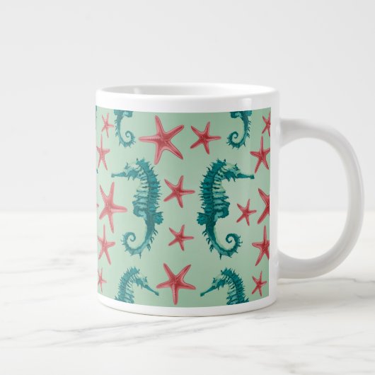 Grande Tasse Motif turquoise 2 d'hippocampe (Droite)