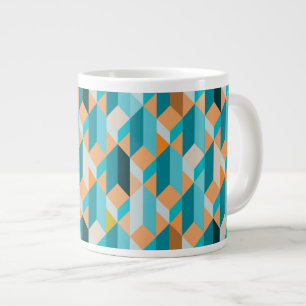 Grande Tasse Motif turquoise et orange de formes