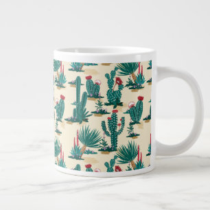 Grande Tasse Motif vert et rouge Cactus