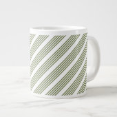 Grande Tasse Motif vert olive et blanc cinq bandes (Devant droit)