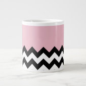 Grande Tasse Motif Zigzag noir et blanc, Chevron, rose (Devant)