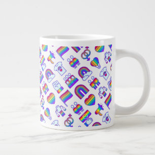 Grande Tasse Motifs d'icônes arc-en-ciel colorées