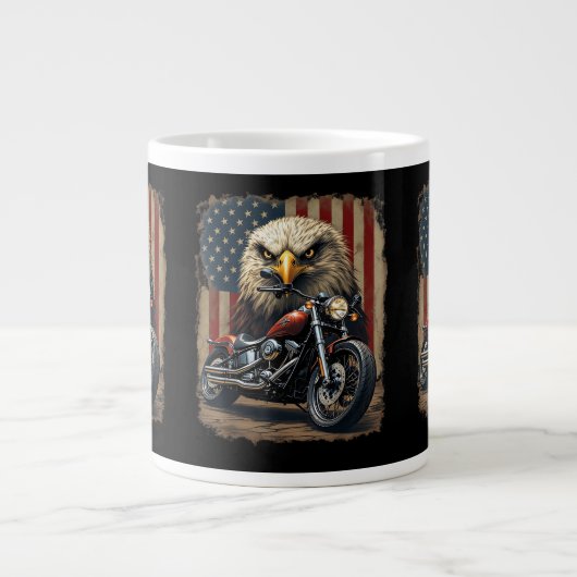 Grande Tasse Motorcycle USA Flag Retro Biker Chopper (Devant)