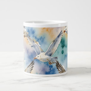 Grande Tasse Mouettes à l'aquarelle motif sans couture Maison C