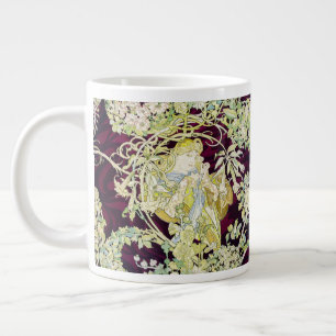 Grande Tasse Mucha Femme avec marguerite, Art Nouveau Vintage