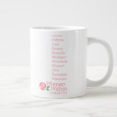 Grande Tasse Mug, Chine osseuse, régions WWC + Coeur (Droite)