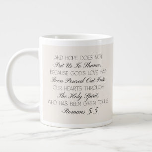 Grande Tasse Mugue avec verset biblique Romains 5:5 Espoir