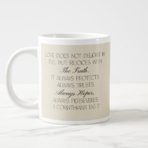 Grande Tasse Mugue de verset biblique d'espérance 1 Corinthiens
