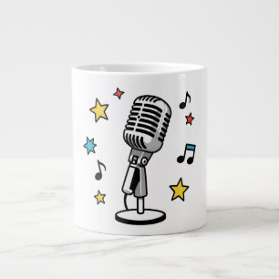 Grande Tasse Musique de microphone vintage Notes rétro design d