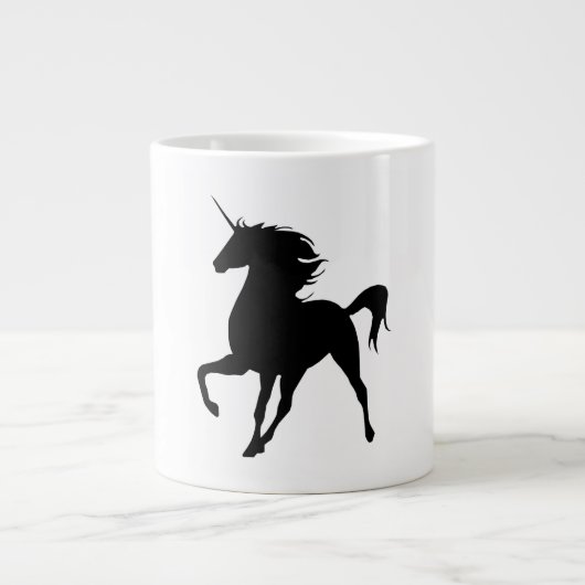 Grande Tasse Musique Silhouette Unicorne Noire (Devant)