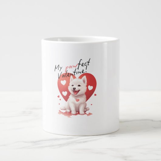 Grande Tasse My Pawfect Valentine - adorable chiot Jindo blanc (Devant)