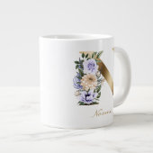 Grande Tasse N Lettre or Monogramme clair crème pourpre Floral (Devant droit)
