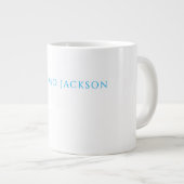 Grande Tasse Name Calligraphy Script Plain Simple White Blue (Devant droit)