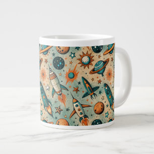 Grande Tasse Navires vintages à fusée spatiaux Motif -Cosmos(7)