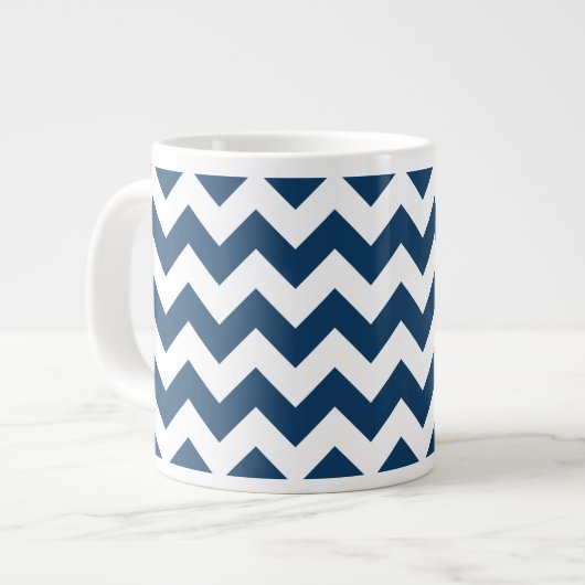 Grande Tasse Navy Zigzag, Navy Chevron, Motif géométrique (Devant gauche)