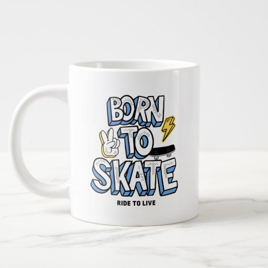 Grande Tasse Né à Skate Ride pour vivre (Gauche)
