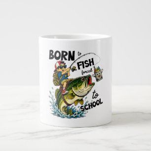 Grande Tasse Né pour aller pêcher Forcé d'aller à l'école