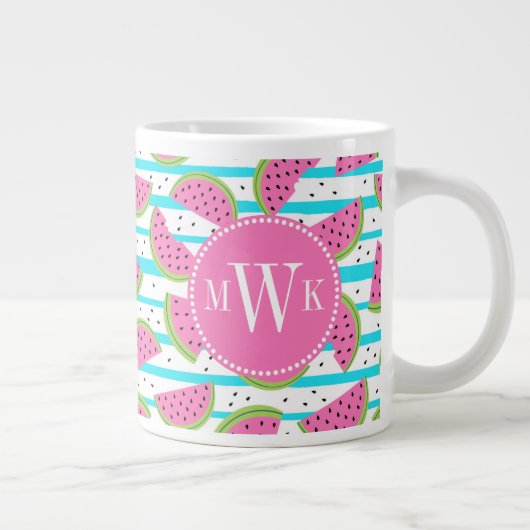 Grande Tasse Neon Watermelon sur Stripes Motif (Droite)