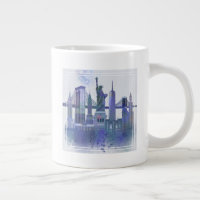 New York Skyline - Aquarelle bleue