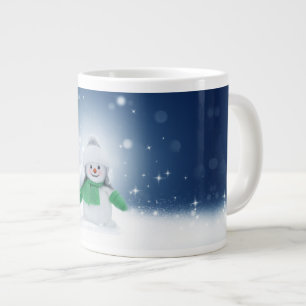 Grande Tasse Noël bonhomme de neige SlipperyJoe foulard vert m