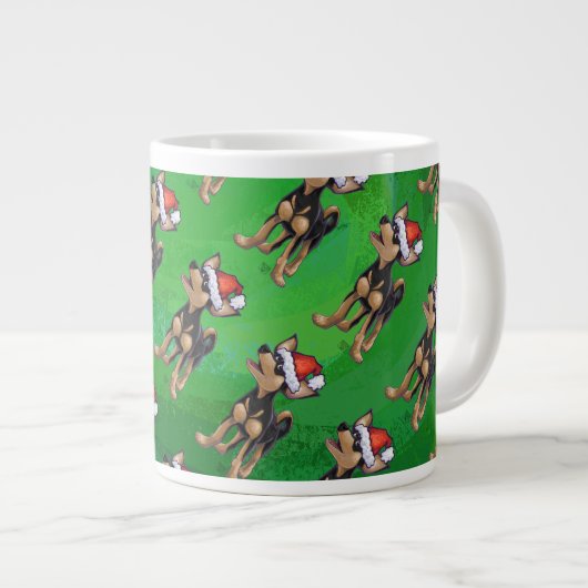 Grande Tasse Noël Chihuahua sur vert (Devant droit)