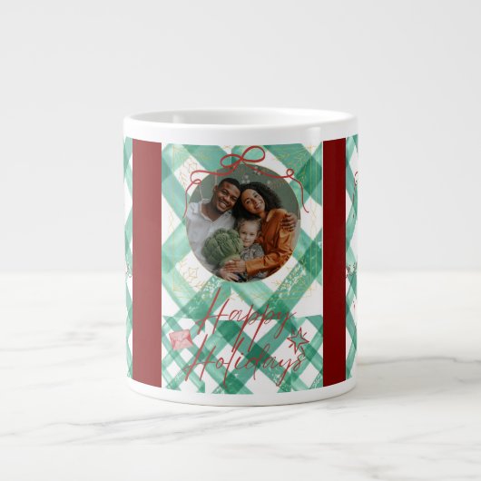 Grande Tasse Noël en vichy vert personnalisé (Devant)