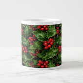 Grande Tasse Noël Holly Feuilles Et Red Berries Motif (Devant)