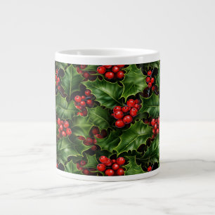 Grande Tasse Noël Holly Feuilles Et Red Berries Motif