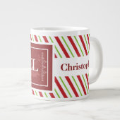 Grande Tasse Noël NOEL Sucre de canne rayures, nom modifiable (Devant droit)