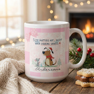 Grande Tasse Noël rose à carreaux Illustration de dessin animé