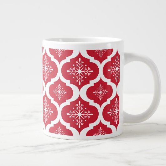 Grande Tasse Noël Rouge Blanc Snowflakes Lattice Motif (Droite)
