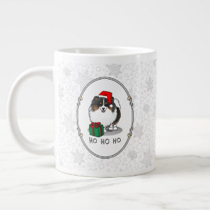 Grande Tasse Noël Santa Hat Pomeranian (tri-couleur) mignonne