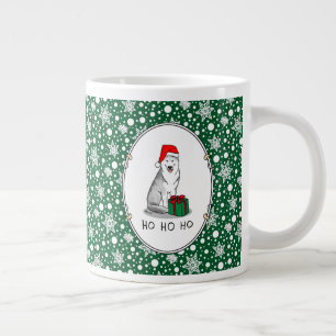 Grande Tasse Noël Santa Hat Sibérien Husky (argent) mignonne