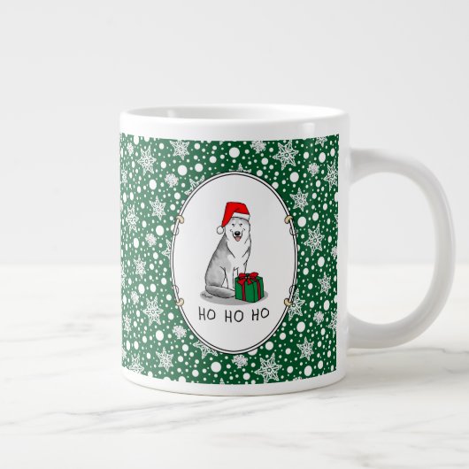 Grande Tasse Noël Santa Hat Sibérien Husky (argent) mignonne (Droite)