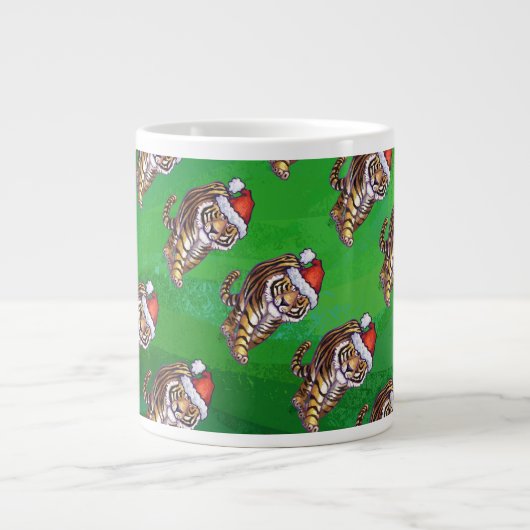 Grande Tasse Noël Tigre Sur Vert (Devant)