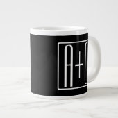 Grande Tasse Noir & Blanc | Initiales de couple (Devant droit)